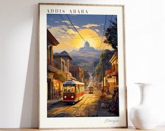 Cartel de viaje de Addis Abeba / Decoración de viajes de Etiopía / Cartel de Etiopía / Impresión de Addis Abeba / Impresión de viaje