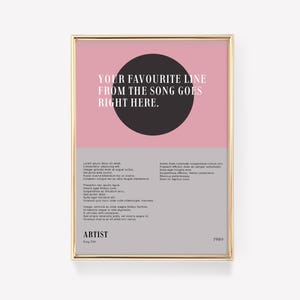 Lyric Poster | Lyric Wall Art | Custom Song Print | Custom Music Poster | Personalised Lyric Print | Favourite Music Print | Music Wall Art