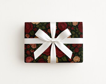 Vintage Rose Geschenkpapier, elegante Blumengeschenkpapier, romantisches botanisches Muster, Weihnachtsgeschenkpapier, Muttertag Geschenkpapier