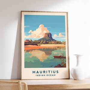 Mauritius Reise Poster | Indischer Ozean Reise Dekor | Kunstwerk im indischen Ozean | Indischer Ozean Poster | Mauritius Poster | Vintage-Reise-Druck