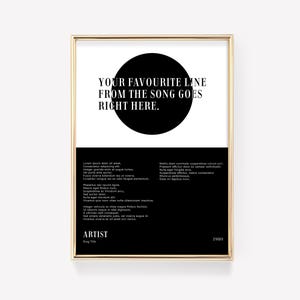 Lyric Poster | Music Poster | Custom Song Lyric Print | Lyric Wall Art | Personalised Lyric Print | Gift for Music Lover | Lyric Wall Art