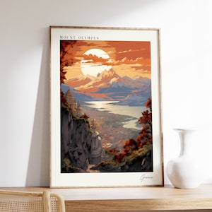 Mount Olympus Travel Poster | Greece Travel Decor | Greece Poster | Mount Olympus Print | Travel Print