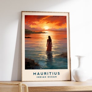 Indischer Ozean Reise Poster | Indische Ozean Reise Poster | Indischer Ozean Poster | Mauritius Kunstdruck | Vintage Reiseplakat