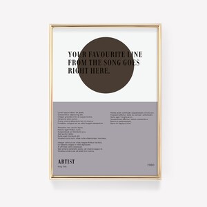 Lyric Poster | Lyric Wall Art | Custom Song Print | Custom Music Poster | Personalised Lyric Print | Favourite Music Print | Music Wall Art