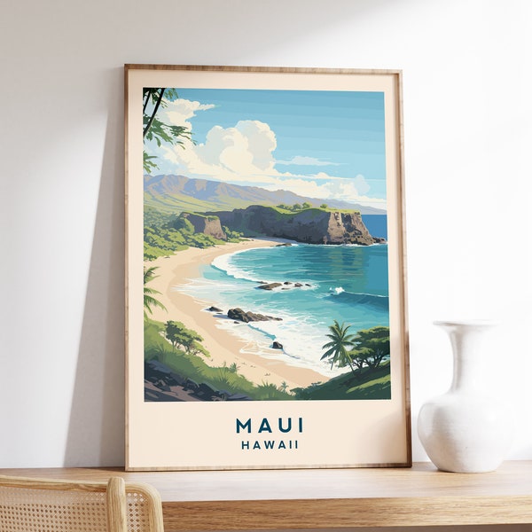 Maui Travel Poster | Hawaii Travel Decor | Hawaii Artwork | Hawaii Poster | Maui Print | Maui Artwork | Vintage Travel Print