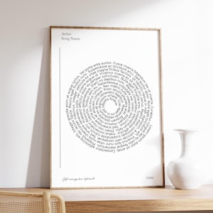 Plakat z tekstem piosenki | Grafika ścienna z tekstem piosenki | Plakat z piosenką | Spersonalizowany wydruk artystyczny z tekstem piosenki | Prezent dla miłośnika muzyki | Grafika ścienna z tekstem piosenki | Spersonalizowany wydruk z tekstem piosenki
