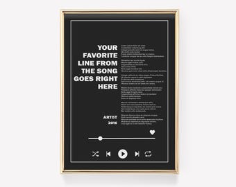 Lyric Poster | Lyric Wall Art | Song Print | Custom Music Poster | Personalised Anniversary Gift | Song Poster | Favourite Music Print
