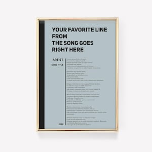 Custom Song Wall Art | Lyric Poster | Lyric Print | Music Poster | Personalised Lyric Print | Favourite Music Print | Custom Band Poster
