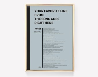 Custom Song Wall Art | Lyric Poster | Lyric Print | Music Poster | Personalised Lyric Print | Favourite Music Print | Custom Band Poster