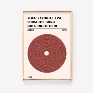 Lyric Poster | Music Poster | Custom Song Lyric Print | Lyric Wall Art | Personalised Lyric Print | Gift for Music Lover | Lyric Wall Art