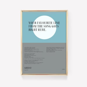 Lyric Poster | Lyric Wall Art | Custom Song Print | Custom Music Poster | Personalised Lyric Print | Favourite Music Print | Music Wall Art
