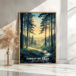 Forest of Dean Poster | Gloucestershire Poster | UK Wald Wand Kunst | Natur Landschaft Print | Wald Reise Poster