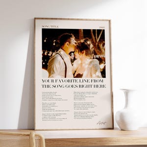 Plakat z tekstem piosenki ze zdjęciem | Grafika ścienna z tekstem piosenki | Plakat albumowy | Spersonalizowany wydruk tekstu piosenki | Spersonalizowany wydruk tekstu piosenki | Prezent dla miłośnika muzyki