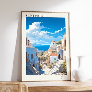 Santorini Reise Poster | Griechenland Reise Dekor | Griechenland Poster | Santorini Druck | Reise Druck
