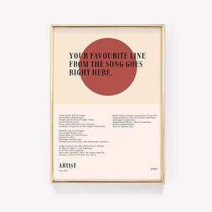 Lyric Poster | Music Poster | Custom Song Lyric Print | Lyric Wall Art | Personalised Lyric Print | Gift for Music Lover | Lyric Wall Art