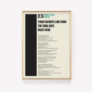 Lyric Poster | Lyric Wall Art | Song Print | Custom Music Poster | Personalised Lyric Print | Favourite Music Print | Wedding Song Print