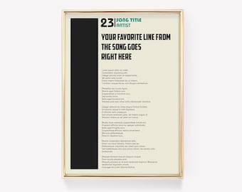 Lyric Poster | Lyric Wall Art | Song Print | Custom Music Poster | Personalised Lyric Print | Favourite Music Print | Wedding Song Print