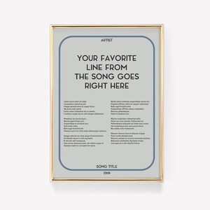 Lyric Poster | Music Poster | Custom Song Lyric Print | Lyric Wall Art | Personalised Lyric Print | Gift for Music Lover | Lyric Gift Print