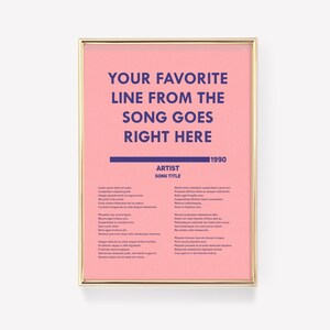 Lyric Poster | Lyric Wall Art | Music Poster | Custom Song Lyric Print | Personalised Lyric Print | Gift for Music Lover | Lyric Wall Art