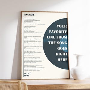 Lyric Poster | Music Poster | Custom Song Lyric Print | Lyric Wall Art | Personalised Lyric Print | Gift for Music Lover | Song Wall Art