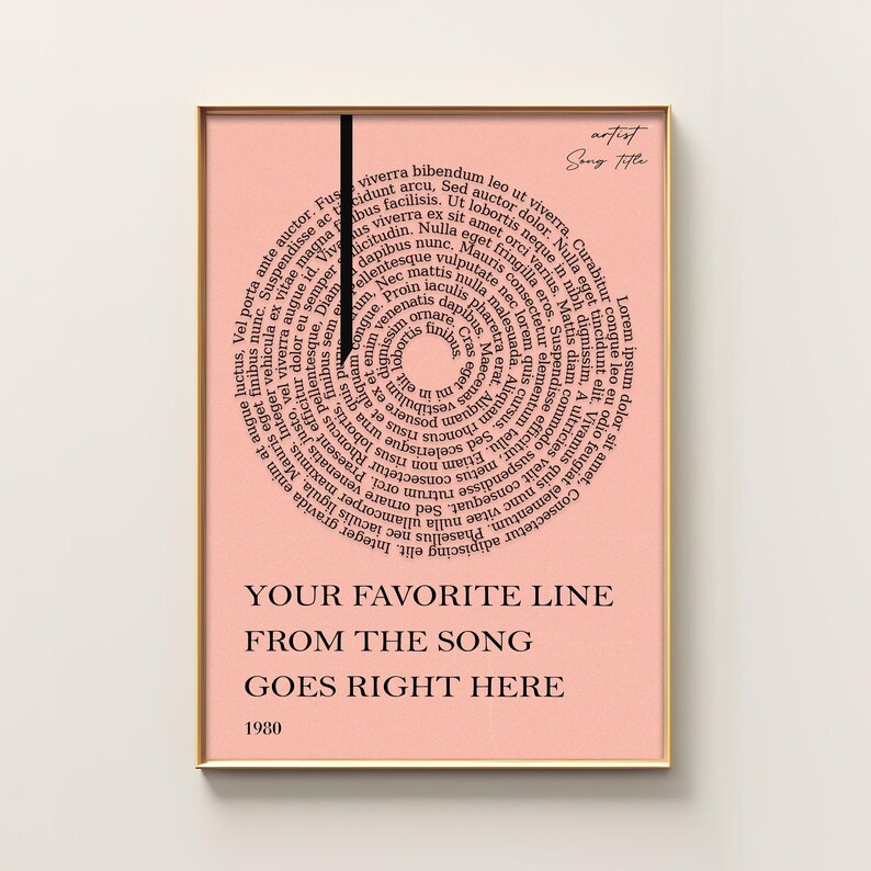 Vinyl Lyric Print | Song Lyrics Print | Lyric Poster | Custom Lyric ...