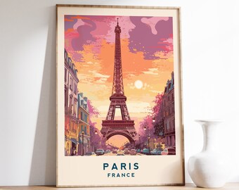 Impresión de viaje a París / Póster de viaje a Francia / Regalo artístico de Francia / Impresión de Francia / Póster de París / Decoración de pared de París / Impresión de viaje vintage