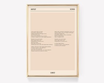 Lyric Poster | Lyric Wall Art | Song Print | Custom Music Poster | Personalised Anniversary Gift | Custom Song | Favourite Music Print