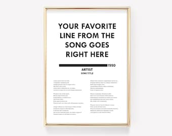 Lyric Poster | Lyric Wall Art | Song Print | Custom Music Poster | Personalised Anniversary Gift | Song Poster | Favourite Music Print