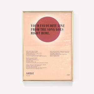 Lyric Poster | Lyric Wall Art | Music Poster | Custom Song Lyric Print | Personalised Lyric Print | Gift for Music Lover | Lyric Wall Art