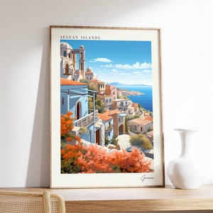 Aegean Islands Travel Poster | Greece Travel Decor | Greece Poster | Aegean Islands Print | Travel Print