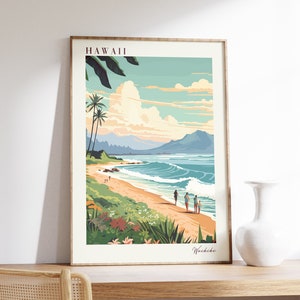 Hawaii Travel Print | Hawaii Travel Poster | Hawaii Wall Art | Hawaii Poster | Hawaii Decor | Waikiki Print | Vintage Travel Print