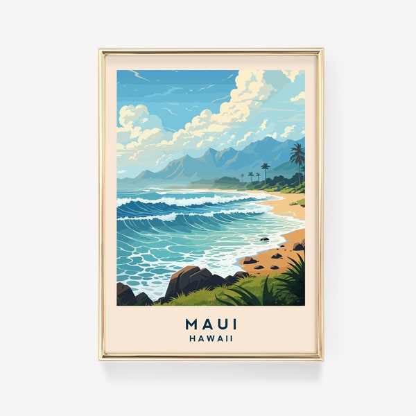 Hawaii Wall Art | Hawaii Travel Poster | Maui Travel Print | Maui Decor | Hawaii Poster | Maui Poster | Vintage Travel Print