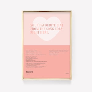 Lyric Wall Art | Music Poster | Custom Song Lyric Print | Lyric Poster | Personalised Lyric Print | Pink Wall Art | Song Poster | Gift