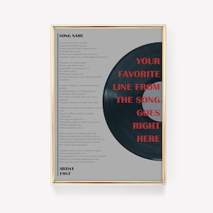 Lyric Poster | Music Poster | Custom Song Lyric Print | Lyric Wall Art | Personalised Lyric Print | Gift for Music Lover | Lyric Wall Art