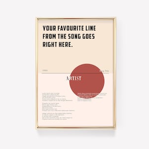Lyric Poster | Lyric Wall Art | Song Print | Custom Lyric Poster | Custom Anniversary Gift | Neutral Poster | Favourite Song Print