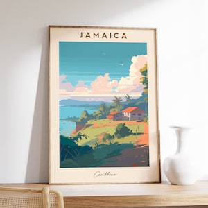 Jamaika Reise Poster | Jamaika Reise Poster | Jamaika-Wand-Dekor | Jamaika Kunst Geschenk | Jamaika Dekor | Poster Karibik | Vintage Reisekunst