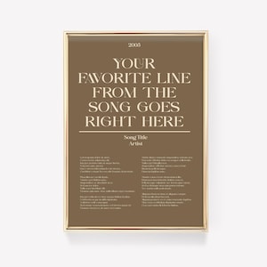 Lyric Print | Lyric Poster | Custom Song Lyric Print | Music Poster | Lyric Wall Art | Personalised Lyric Print | Gift for Music Lover