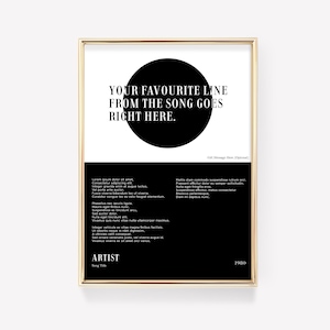 Lyric Poster | Music Poster | Custom Song Lyric Print | Lyric Wall Art | Personalised Lyric Print | Gift for Music Lover | Lyric Wall Art