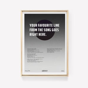 Lyric Poster | Lyric Wall Art | Song Print | Custom Lyric Poster | Custom Song Gift | Neutral Poster | Favourite Song Print