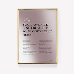 Lyric Poster | Lyric Wall Art | Custom Song Print | Music Wall Art | Custom Music Poster | Personalised Lyric Print | Favourite Music Print