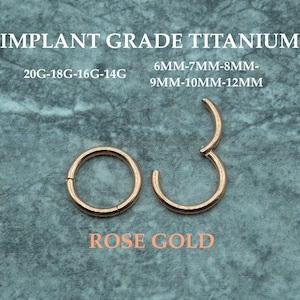 20G / 18G / 16G / 14G Rose Gold Titan Scharnier Hoop • Klappsegment Nasenring • Septum Clicker Ring • Knorpel Hoop • Nasenring • Helix Ohrring