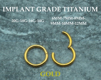 20G/18G/16G/14G Gold Titanium Hinge Hoop • Hinged Segment Nose Ring • Septum Clicker Ring • Cartilage Hoop • Nose Ring • Helix Earring Hoop