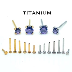 16G/18G/20G Tiny Purple Push Pin Labret • Threadless Earring • Flat Back Post • Nose Stud • Nose Ring • Purple Stud • Tragus • Cartilage