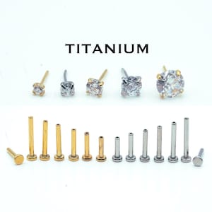 16G/18G/20G Tiny Clear Push Pin Labret • Threadless Earrings • Flat Back Post • Nose Stud • Nose Ring • Tiny Gold Stud • Tragus • Cartilage