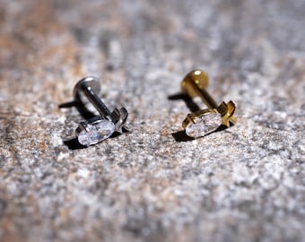 16G Pineapple Stud, Flat Back Earrings, Titanium Screw Back Studs, Cartilage Jewelry, Helix Tragus Stud, Minimalist Accessories 3131