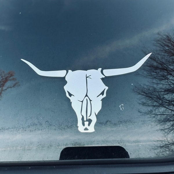 Longhorn Bull (20 colors) Cow Cattle Skull Head Die Cut Vinyl Decal Sticker For Car Truck Motorcycle Window Bumper Wall Home Office Decor