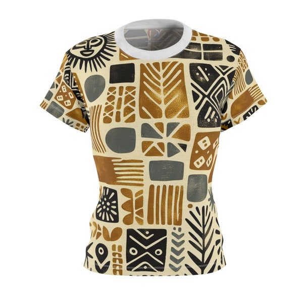 African Rhythm Abstract Mud Cloth Tee - Handcrafted Tribal Print Women's T-Shirt - African Tribal Pattern-Inspired Apparel