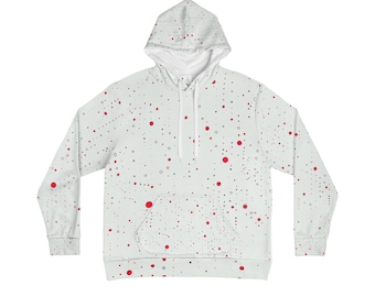 Minimalist Red Dots Hoodie: Modern Graphic Print Sweatshirt