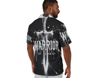 Warrior of Christ Hawaiian Shirt: Christian Gothic Sword Design