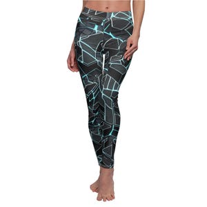 Fractured Mosaic Festival Leggings: Blacklight Reactive Neon Yoga Pants